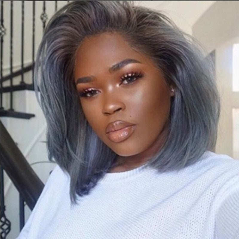 Ash Gray Bobo Wig for Women - Short Straight Style