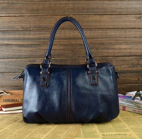 New Women's Stitching Handbag in Top Layer Cowhide