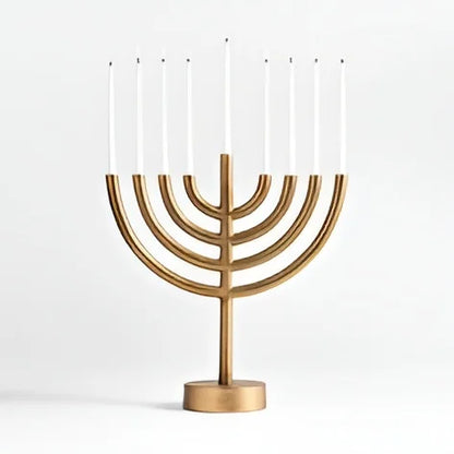 Modern Customise Metal Menorah with Antique Copper Finish Chanukah Hanukkah 9 Arm Judaica Jewish Candlestick Holder