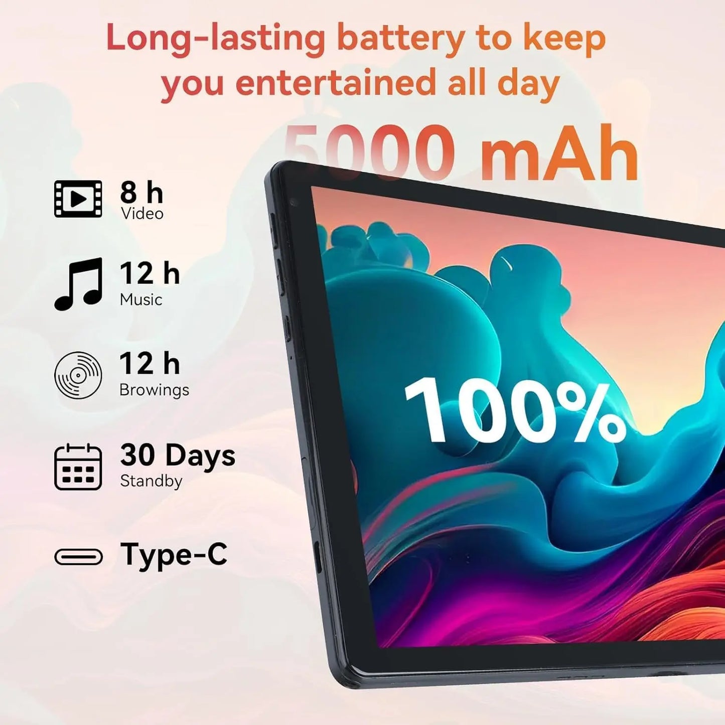 10 Inch Android 15 Tablet 8 Core Tablets 24(4+20)GB+128GB 1TB Expansion WiFi6 5MP+8MP Stylus Keyboard Mouse Headphone PC PAD Set