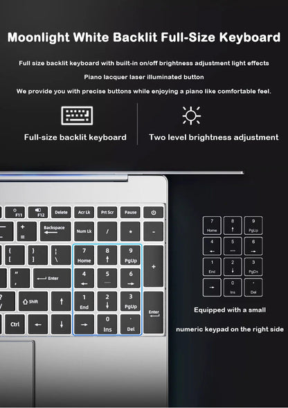 New 15.6" Laptop Intel Core i9-9880H 32GB 2TB Gaming PC Ultra Slim Office Study Computer PC Windows 11 Pro 1920*1080 HD