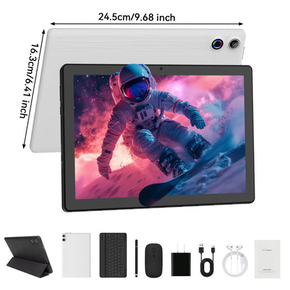 A10L 10 Inch Android 14 Tablet Face Unlock HD IPS Screen Octa-Core 12GB+64GB Protective Case Stylus Keyboard Mouse Headphones