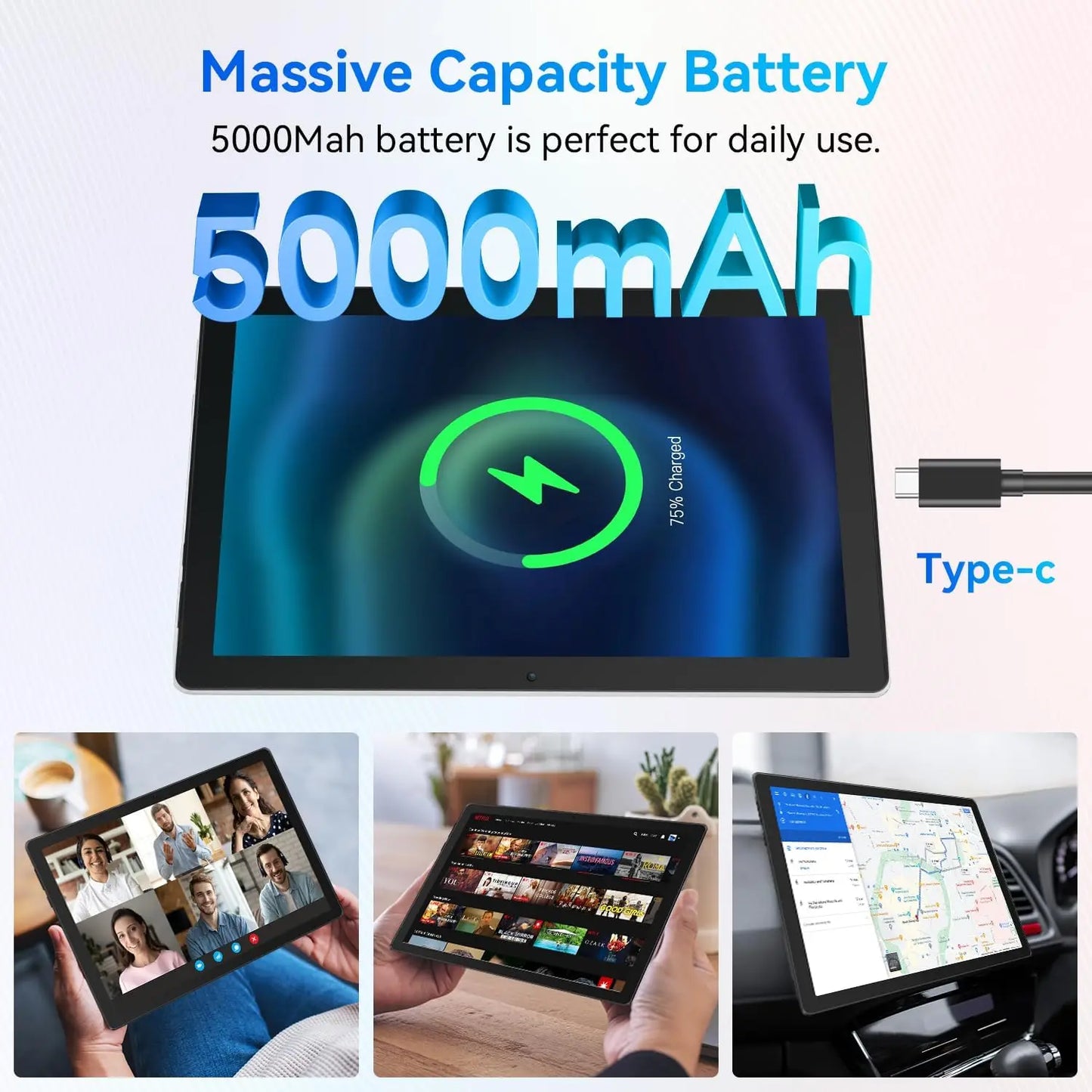 10.1 Inch Android 14 Tablet 12GB RAM 64GB ROM Widevine L1 Compatible IPS HD Screen with Protective Case Stylus Keyboard Mouse