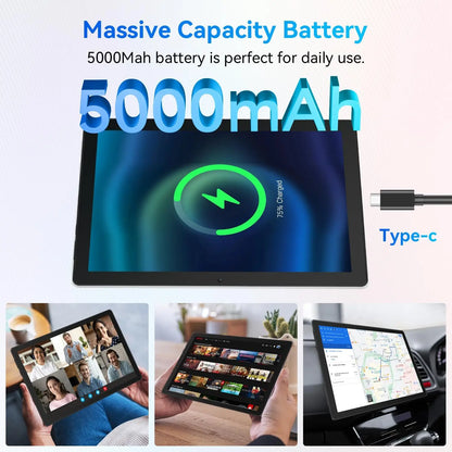 10.1 Inch Android 14 Tablet 12GB RAM 64GB ROM Widevine L1 Compatible IPS HD Screen with Protective Case Stylus Keyboard Mouse