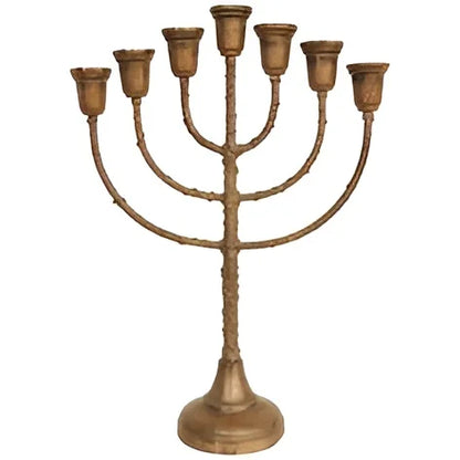 Modern Customise Metal Menorah with Antique Copper Finish Chanukah Hanukkah 9 Arm Judaica Jewish Candlestick Holder