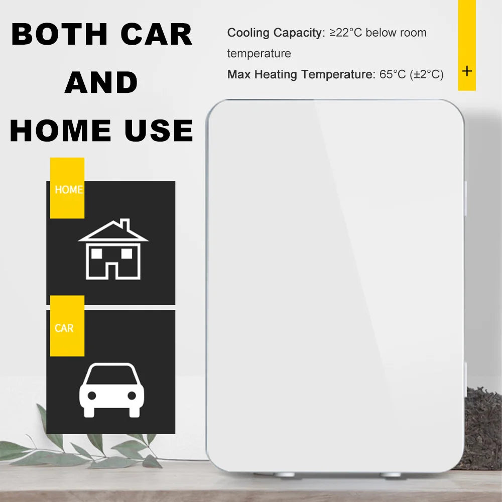 Portable Vehicle Refrigerator 8L Mini Compact Fridge Cooling Heating For Skin Care Cosmetic Beverages Drinks Office Dorm and Car