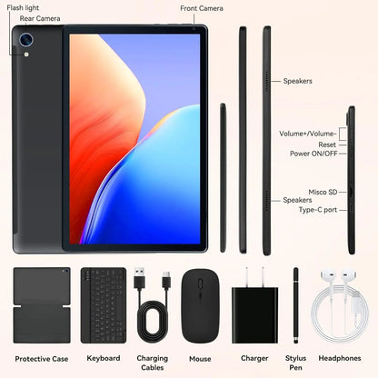 10 Inch Android 15 Tablet 8 Core Tablets 24(4+20)GB+128GB 1TB Expansion WiFi6 5MP+8MP Stylus Keyboard Mouse Headphone PC PAD Set