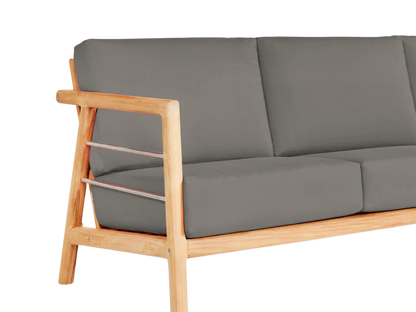Aalto 86-inch Teak Deep Outdoor Couch with Sunbrella Cushions