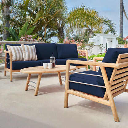 Aalto 86-inch Teak Deep Outdoor Couch with Sunbrella Cushions