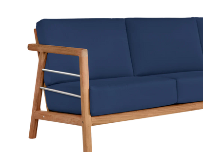 Aalto 86-inch Teak Deep Outdoor Couch with Sunbrella Cushions