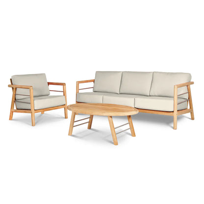 Aalto 86-inch Teak Deep Outdoor Couch with Sunbrella Cushions