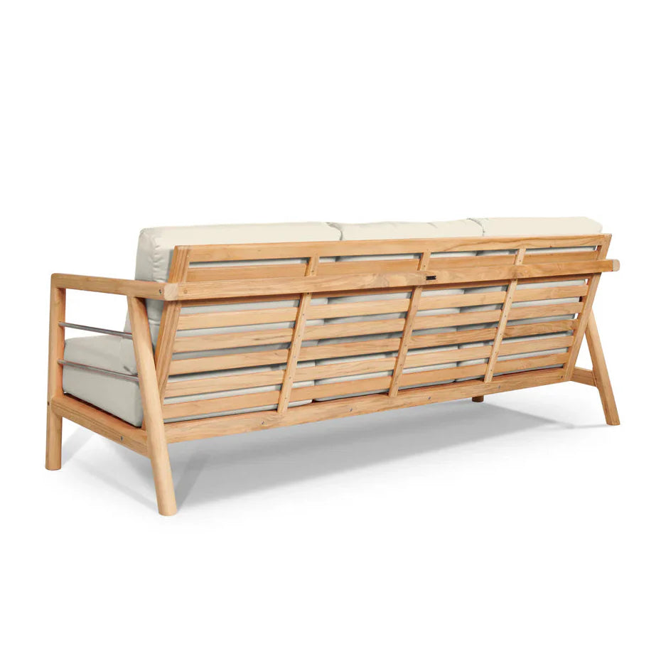 Aalto 86-inch Teak Deep Outdoor Couch with Sunbrella Cushions
