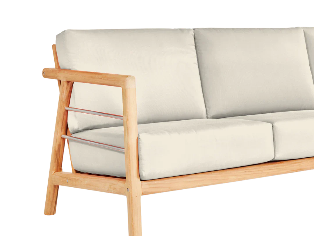 Aalto 86-inch Teak Deep Outdoor Couch with Sunbrella Cushions