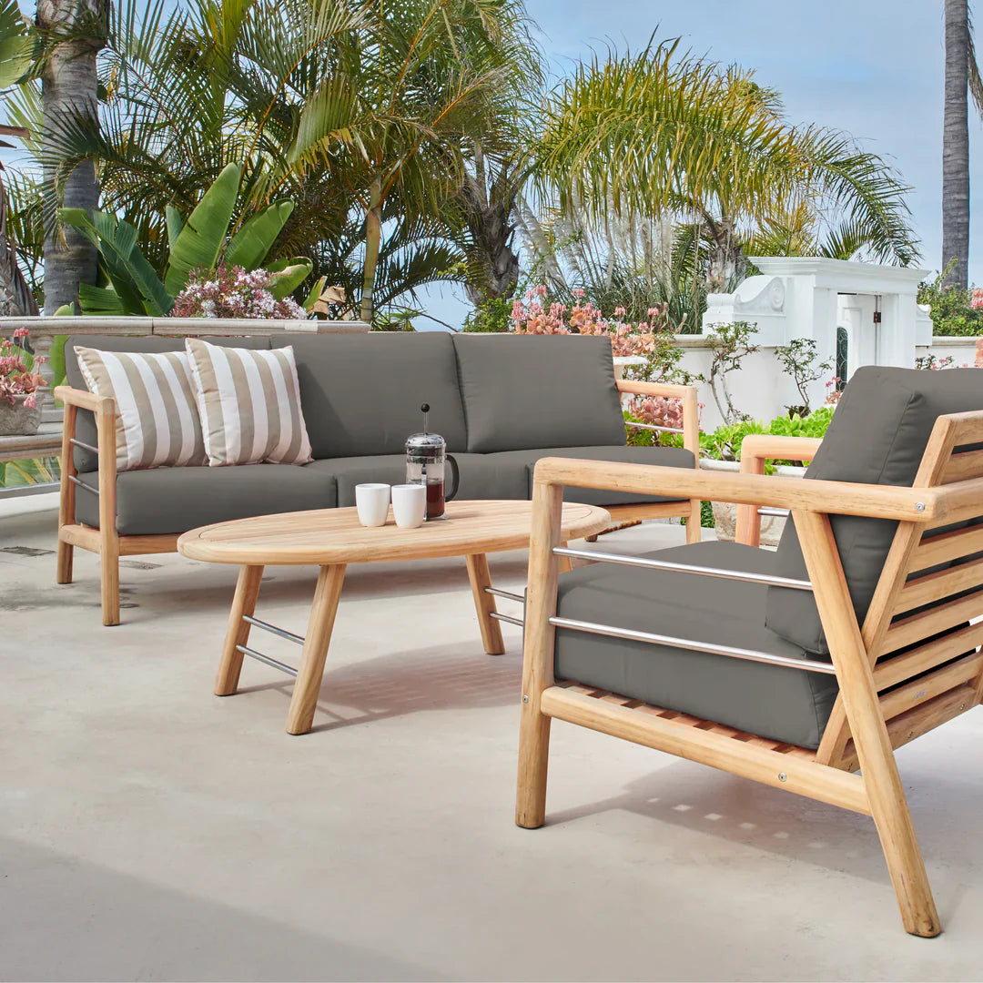 Aalto 86-inch Teak Deep Outdoor Couch with Sunbrella Cushions