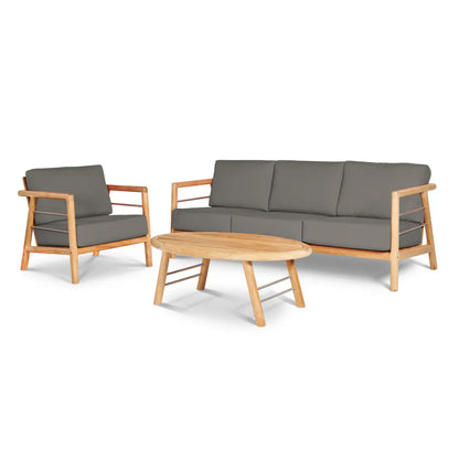 Aalto 86-inch Teak Deep Outdoor Couch with Sunbrella Cushions