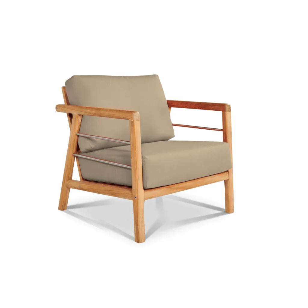 Aalto Teak Patio Deep Sofa Set with Sunbrella Cushion 4PC