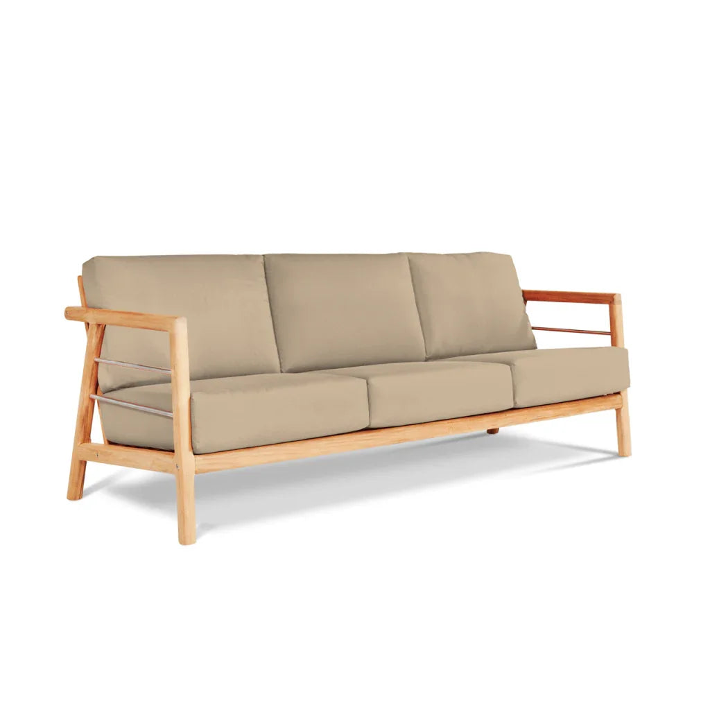 Aalto Teak Patio Deep Sofa Set with Sunbrella Cushion 4PC