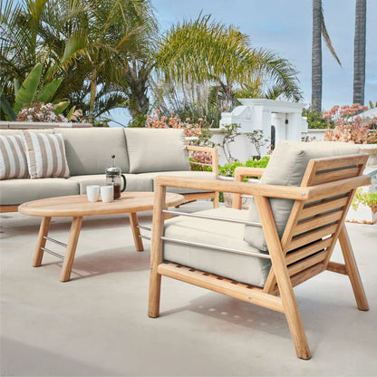 Aalto Teak Patio Deep Sofa Set with Sunbrella Cushion 4PC