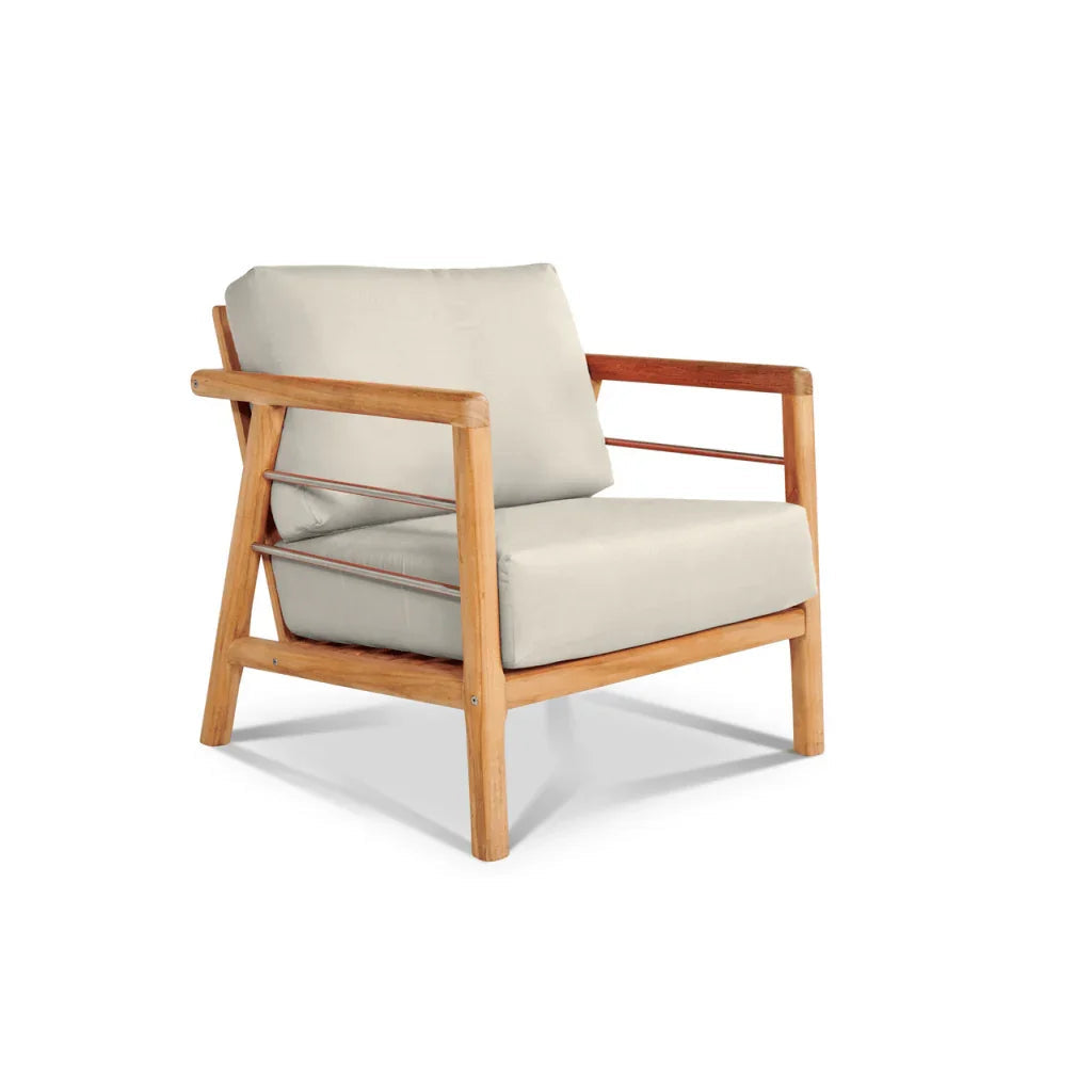 Aalto Teak Patio Deep Sofa Set with Sunbrella Cushion 4PC
