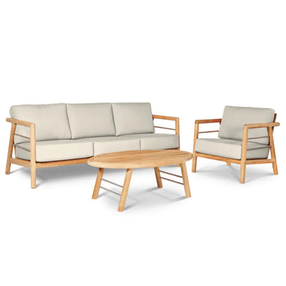 Aalto Teak Patio Deep Sofa Set with Sunbrella Cushion 4PC