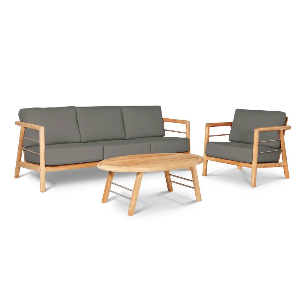 Aalto Teak Patio Deep Sofa Set with Sunbrella Cushion 4PC