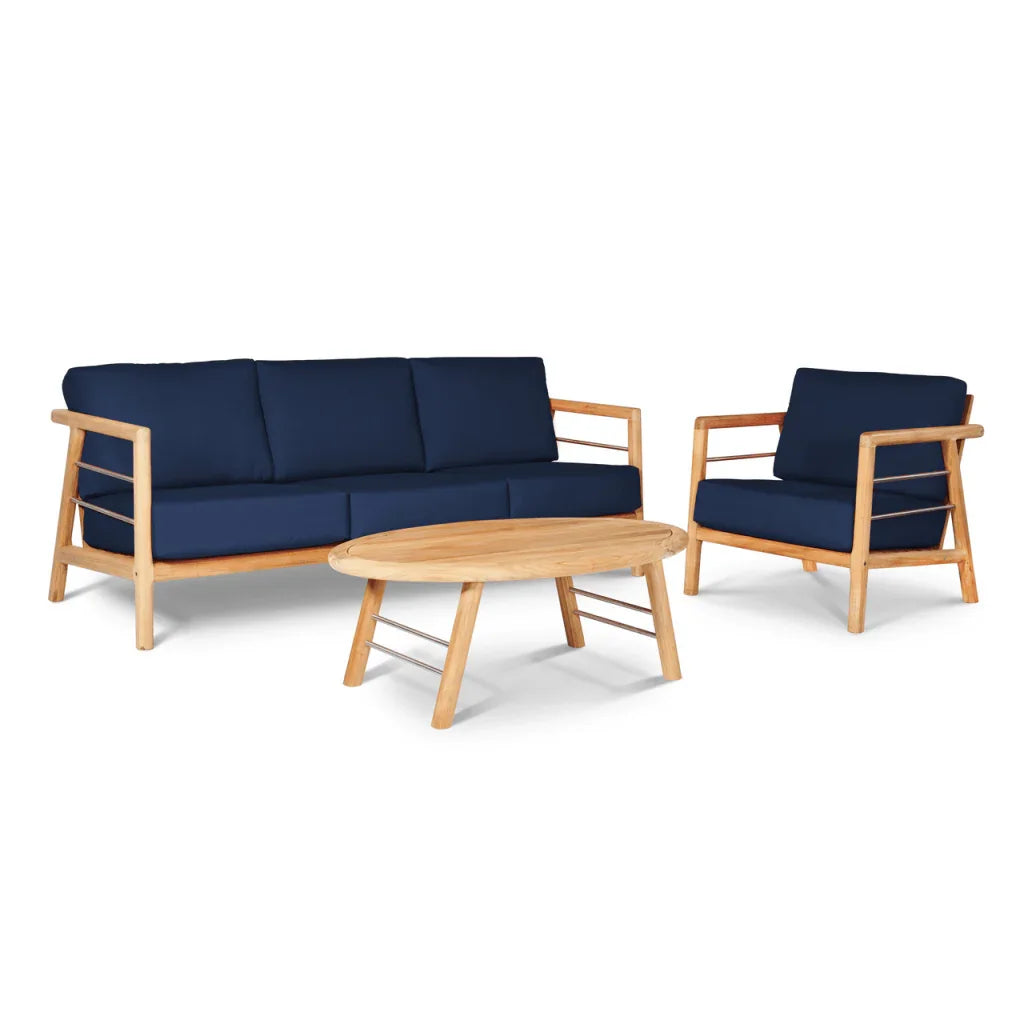 Aalto Teak Patio Deep Sofa Set with Sunbrella Cushion 4PC