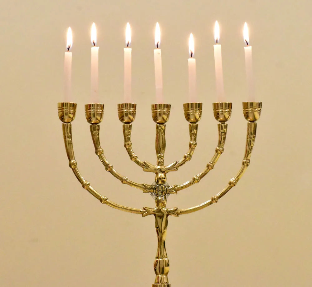 7 Branch Brass Menorah Candle Holder High Quality Customizable Top Table Menorah for Christmas-Durable Eco-Friendly Handmade