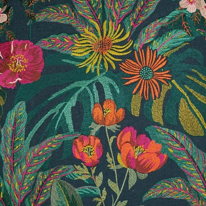 Abelia Embroidery Floral Navy Large Throw Pillow Insert