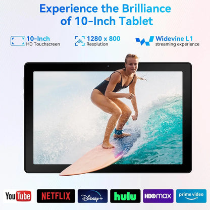 10.1 Inch Android 14 Tablet 12GB RAM 64GB ROM Widevine L1 Compatible IPS HD Screen with Protective Case Stylus Keyboard Mouse