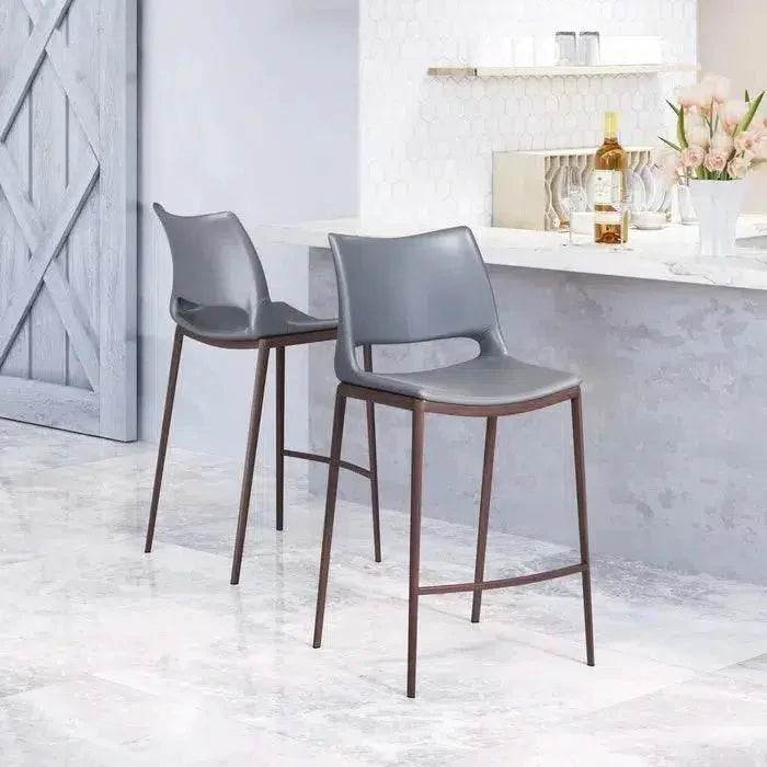 Ace Counter Chair (Set of 2) Black & Silver