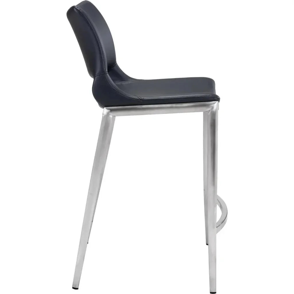Ace Counter Chair (Set of 2) Black & Silver