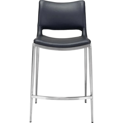 Ace Counter Chair (Set of 2) Black & Silver