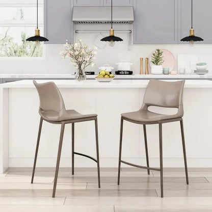 Ace Counter Chair (Set of 2) White & Silver