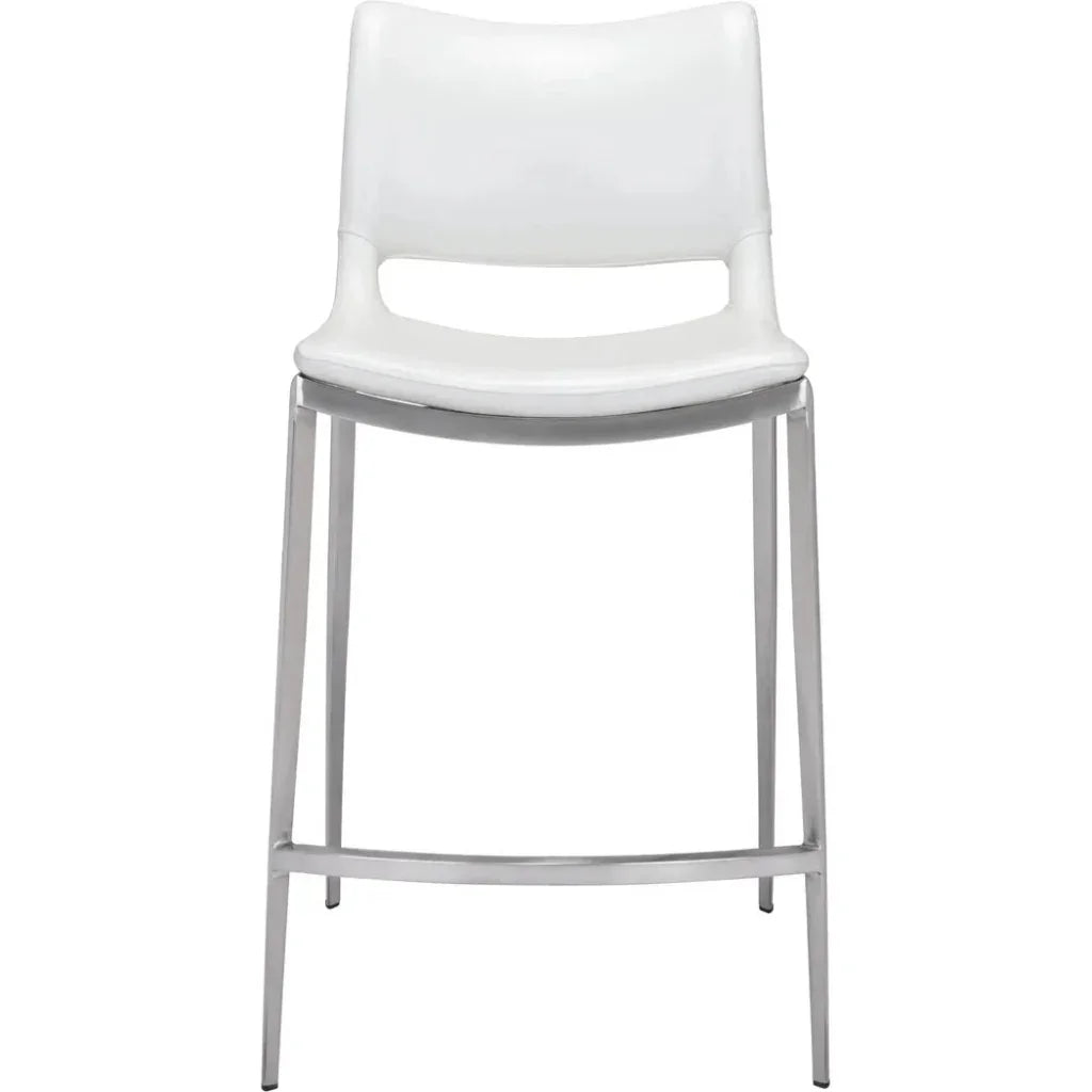 Ace Counter Chair (Set of 2) White & Silver