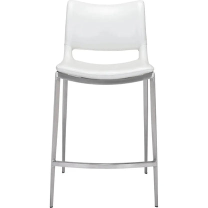 Ace Counter Chair (Set of 2) White & Silver