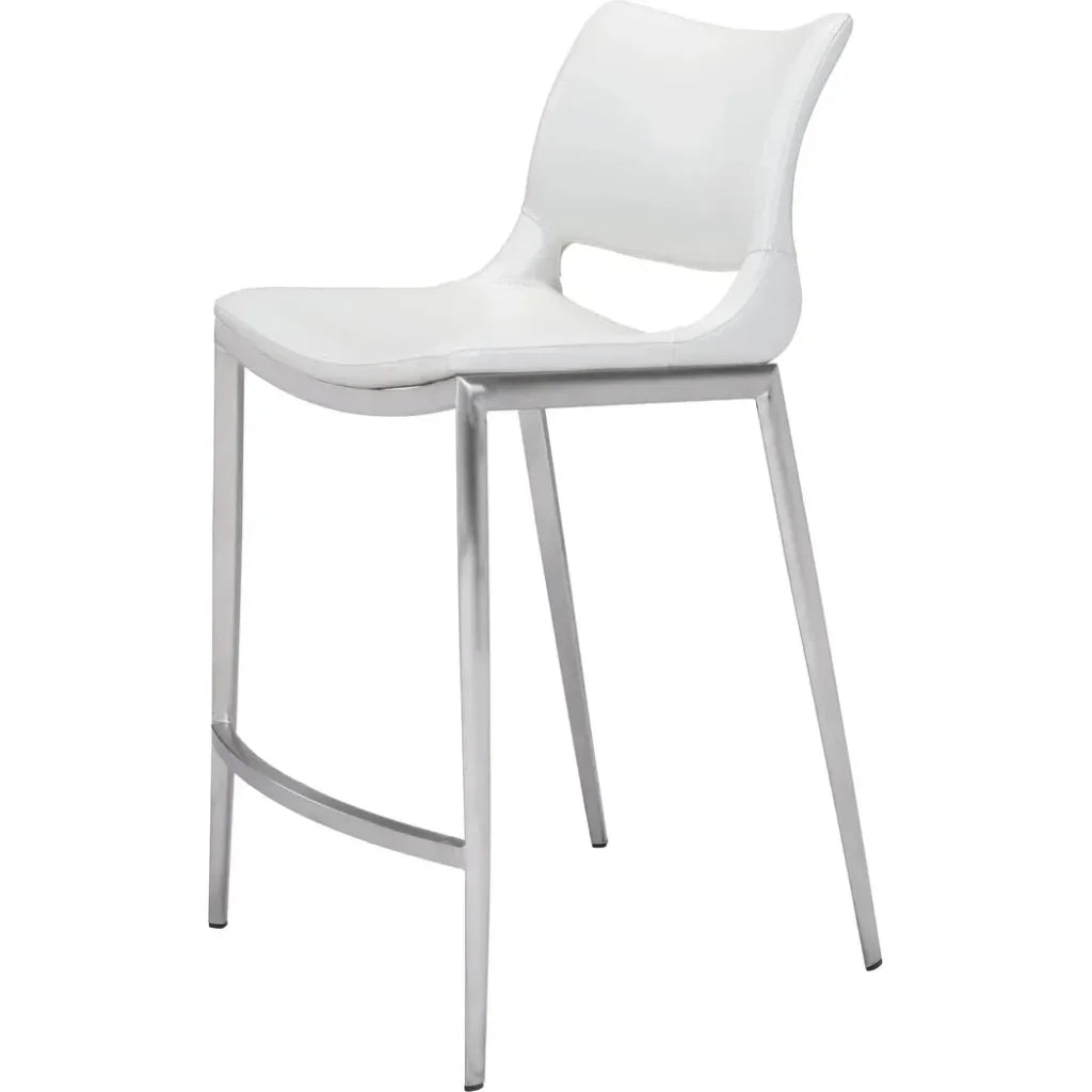 Ace Counter Chair (Set of 2) White & Silver