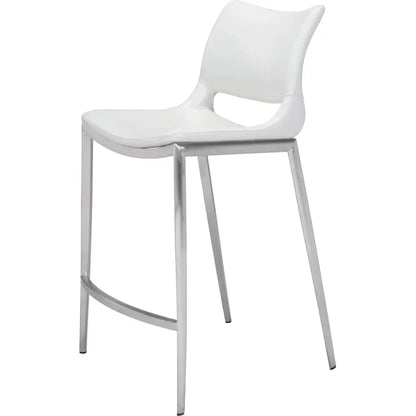 Ace Counter Chair (Set of 2) White & Silver