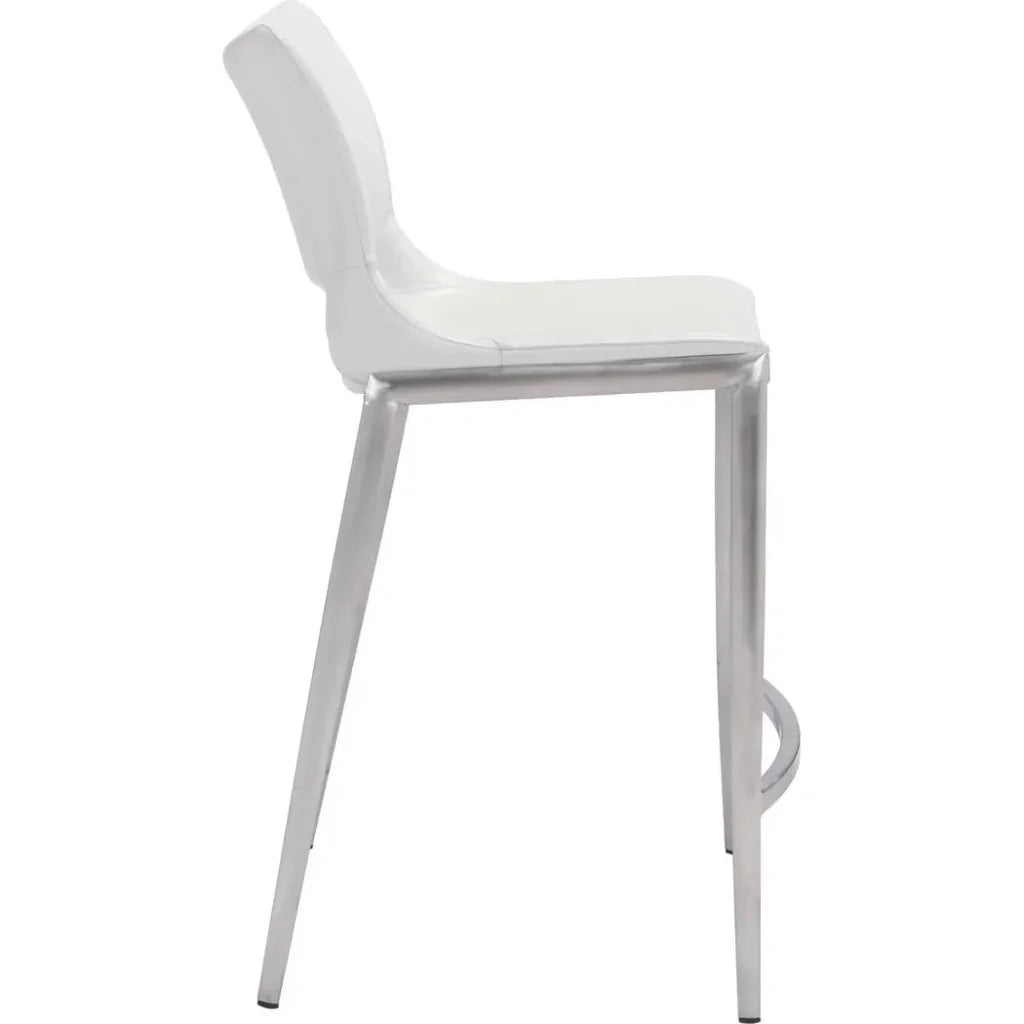 Ace Counter Chair (Set of 2) White & Silver
