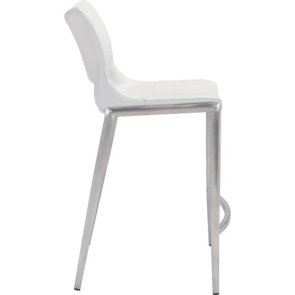 Ace Counter Chair (Set of 2) White & Silver