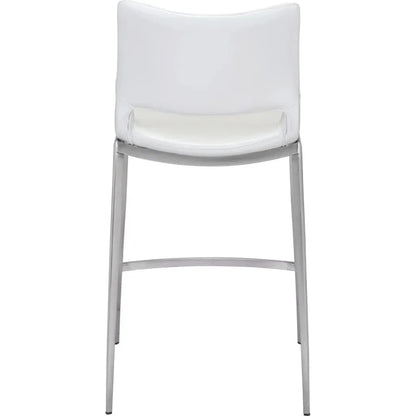 Ace Counter Chair (Set of 2) White & Silver