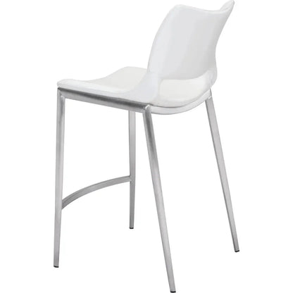 Ace Counter Chair (Set of 2) White & Silver