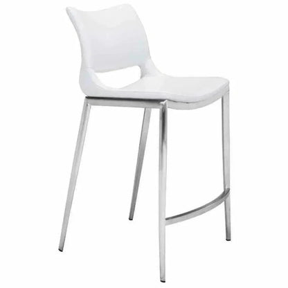 Ace Counter Chair (Set of 2) White & Silver