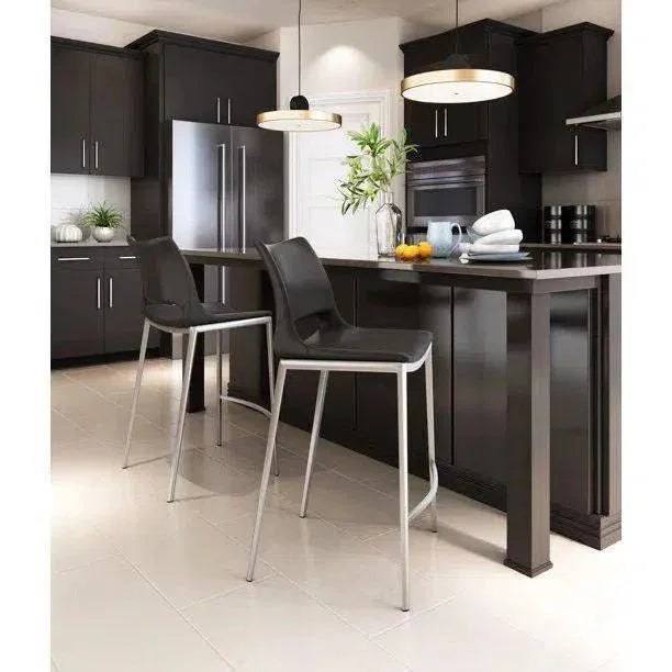 Ace Counter Stool 2PC Dark Gray & Walnut