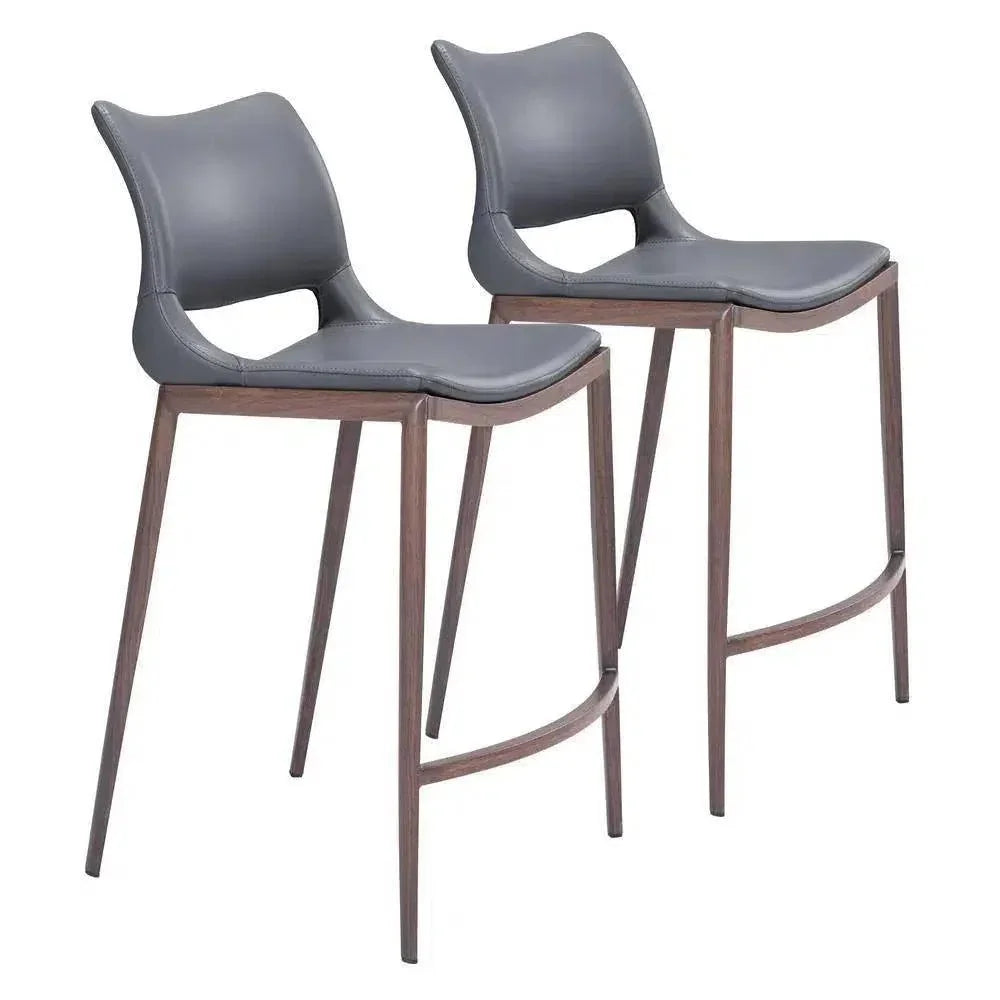 Ace Counter Stool 2PC Dark Gray & Walnut