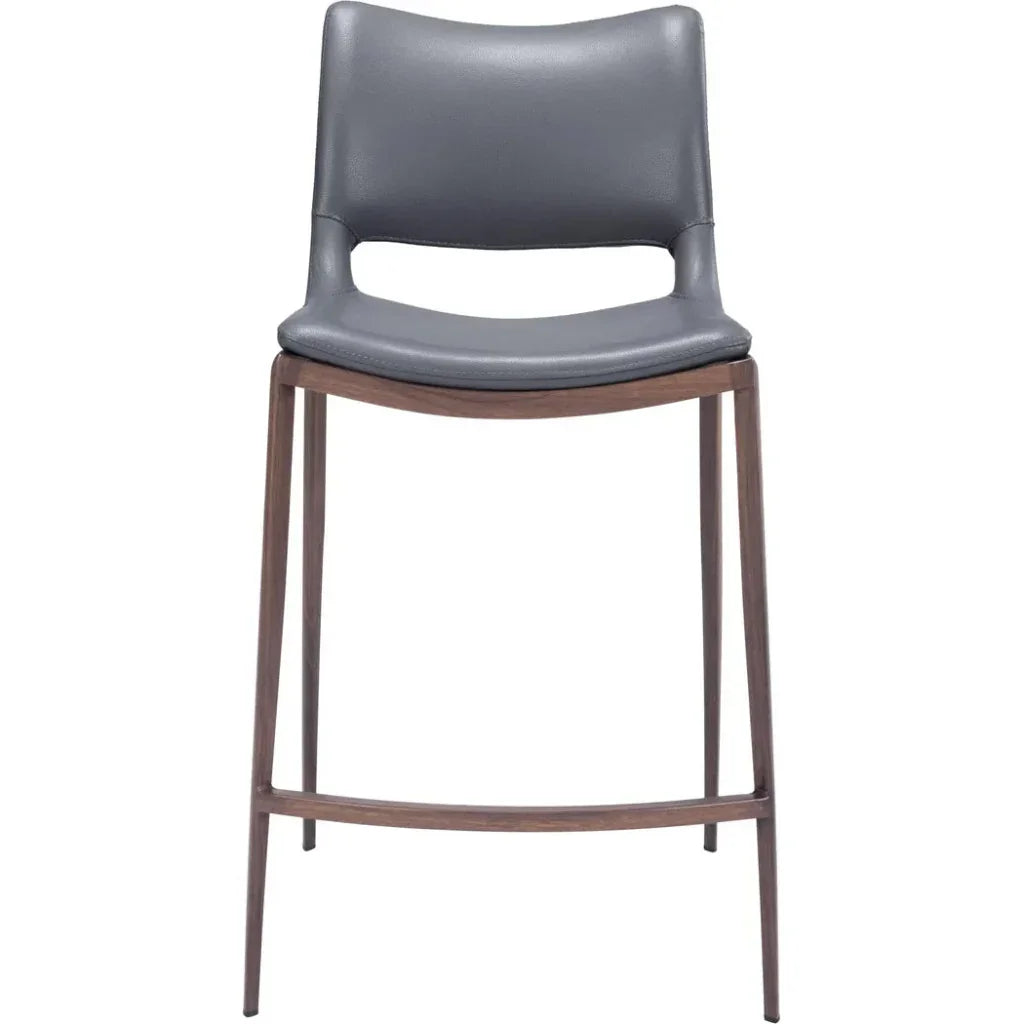 Ace Counter Stool 2PC Dark Gray & Walnut