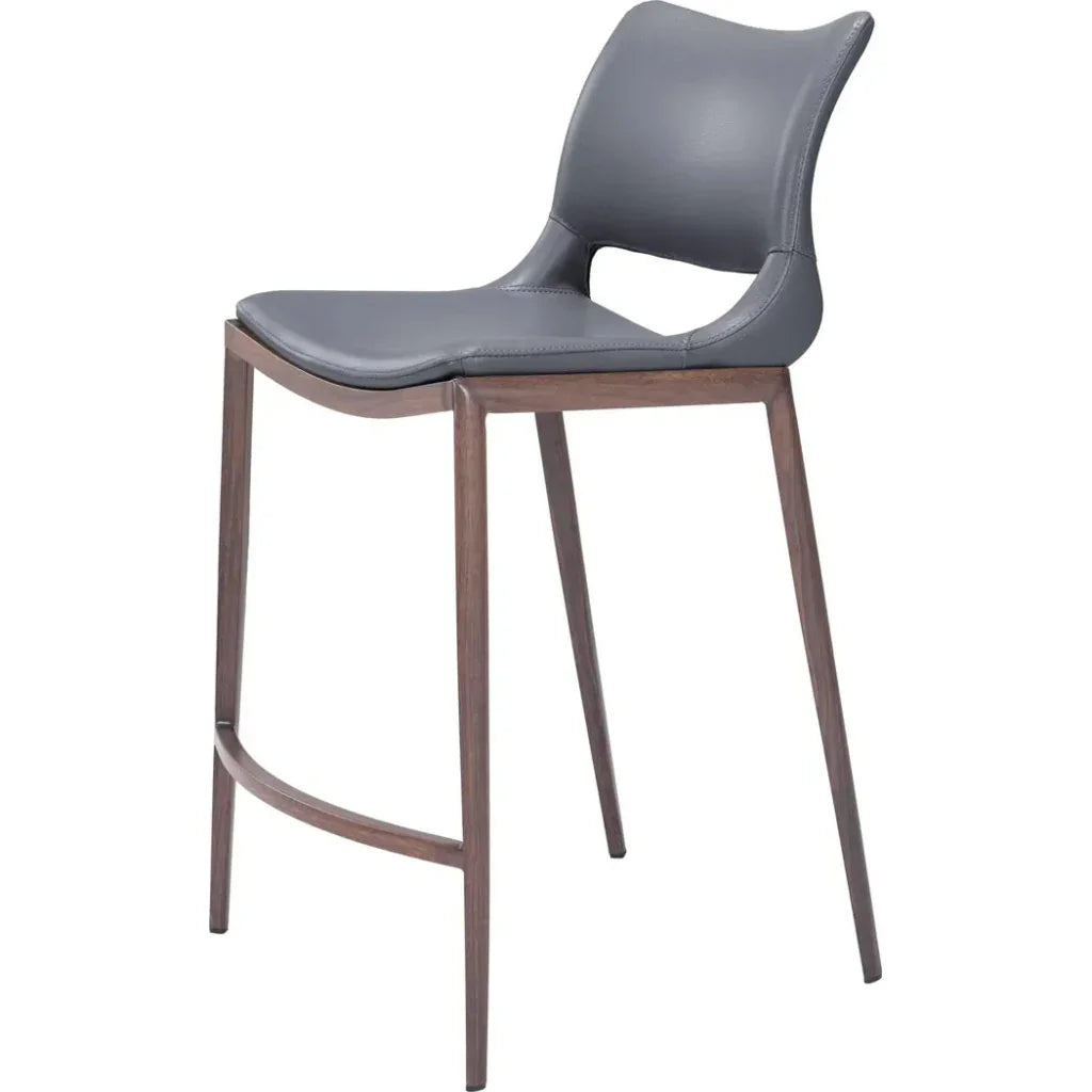 Ace Counter Stool 2PC Dark Gray & Walnut