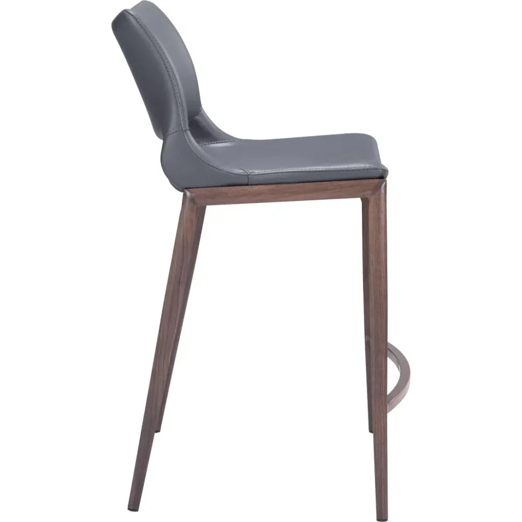 Ace Counter Stool 2PC Dark Gray & Walnut