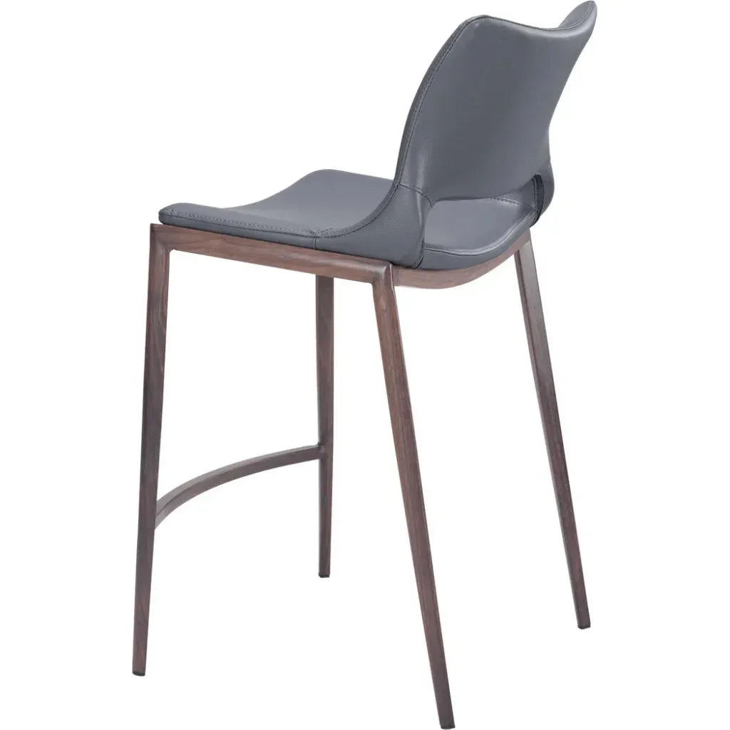 Ace Counter Stool 2PC Dark Gray & Walnut
