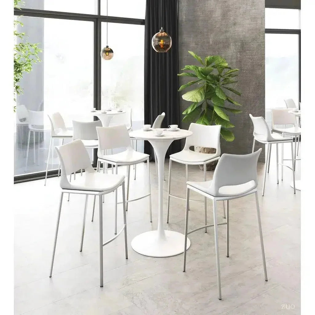Ace White & Silver Bar Chair (Set of 2)