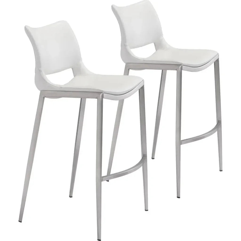 Ace White & Silver Bar Chair (Set of 2)